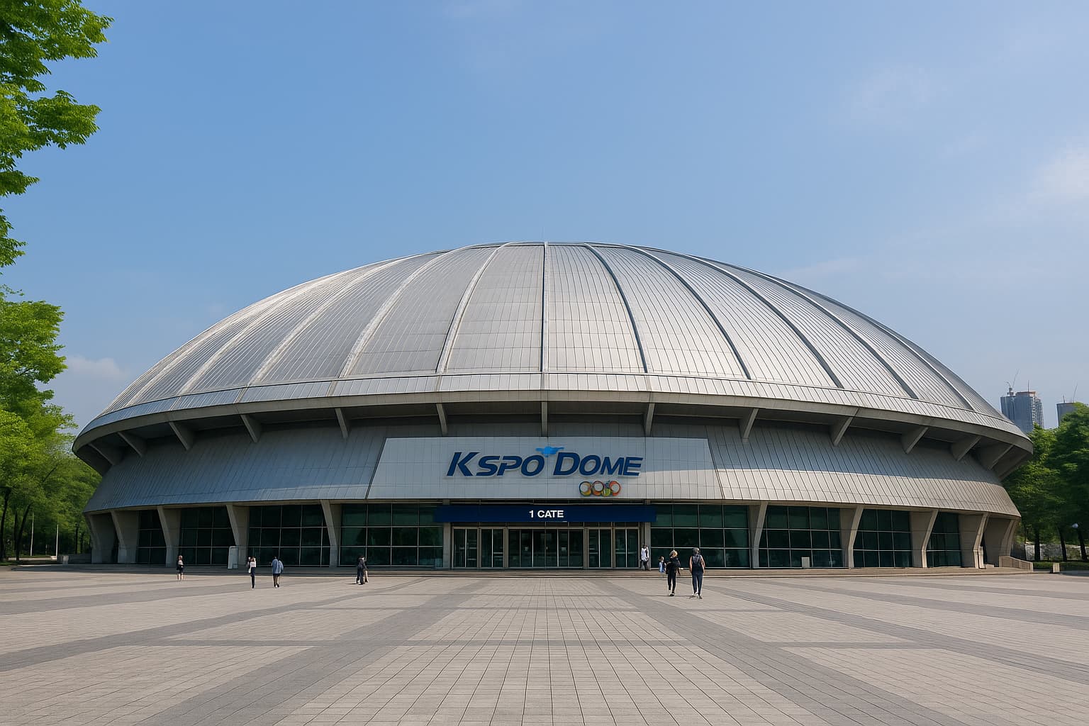 عکس واقعی KSPO Dome در پارک المپیک سئول - نمای بیرونی سالن کنسرت