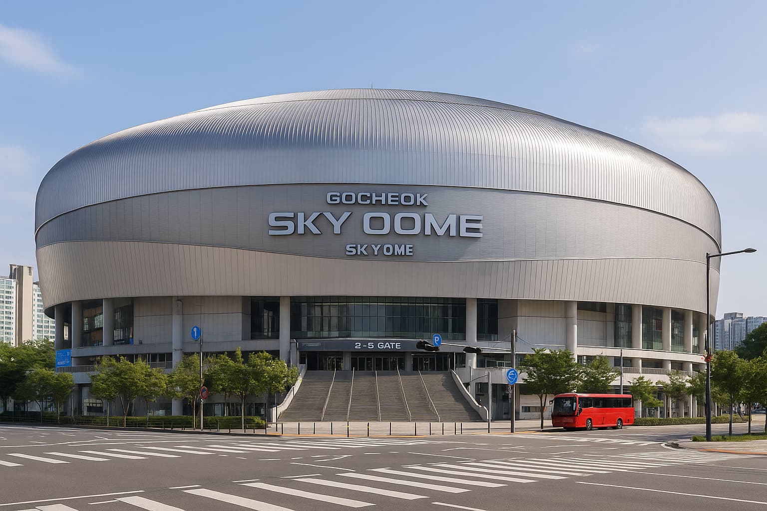 عکس واقعی Gocheok Sky Dome سئول - نمای بیرونی گنبد استادیوم
